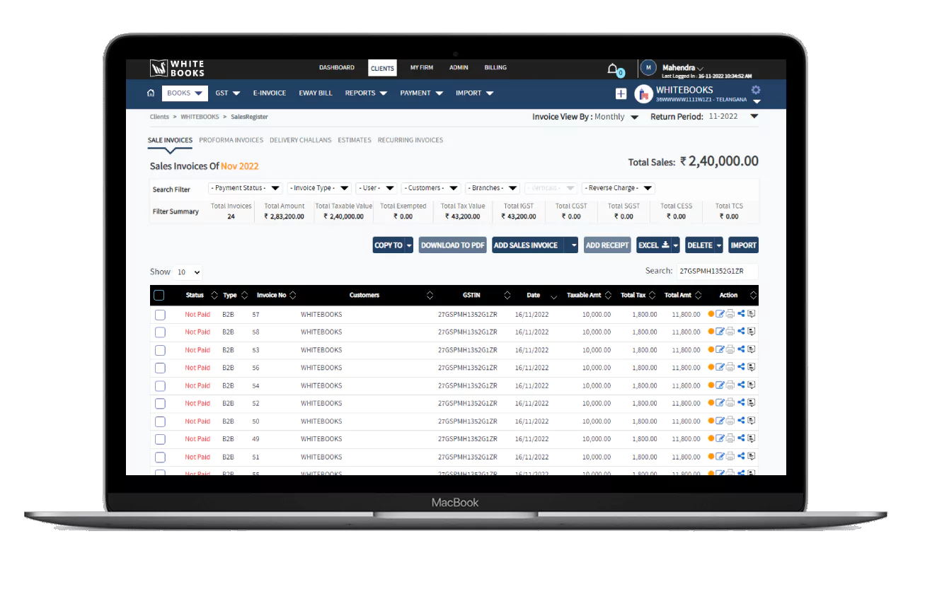Track by Invoice wise Status