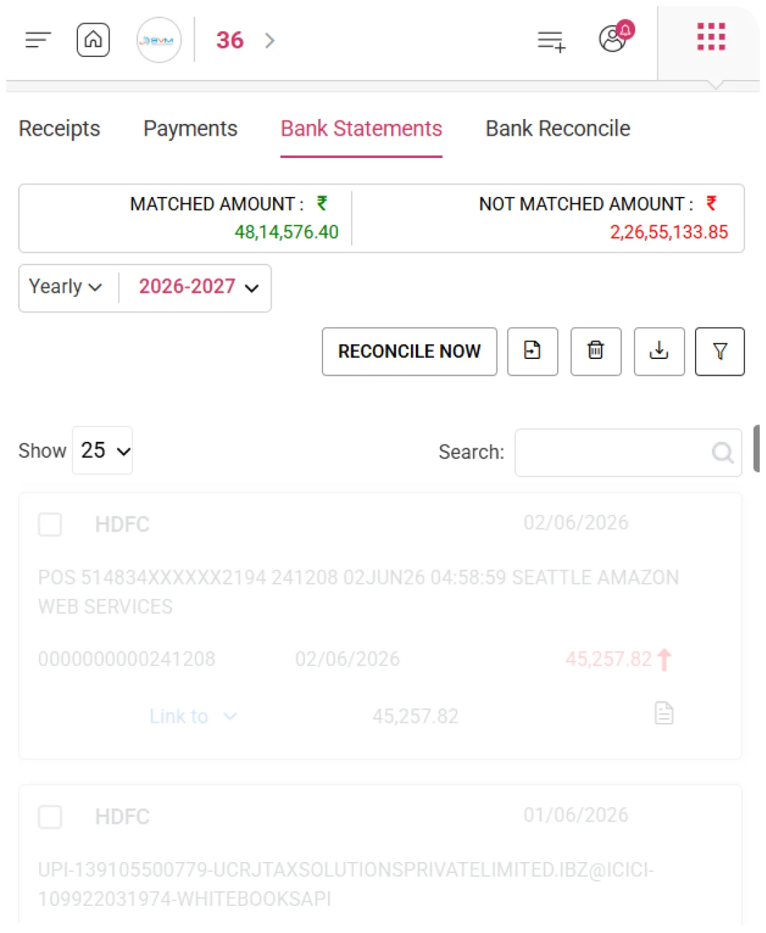 Bank statements