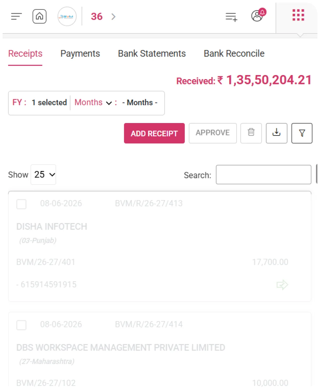 Record Customer Receipts & Payments — hero product screenshot