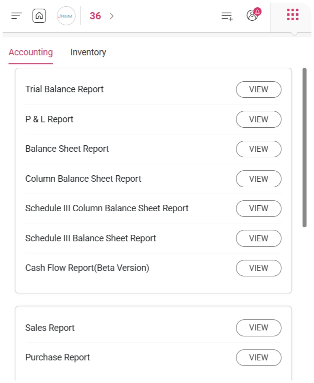 Accounting reports