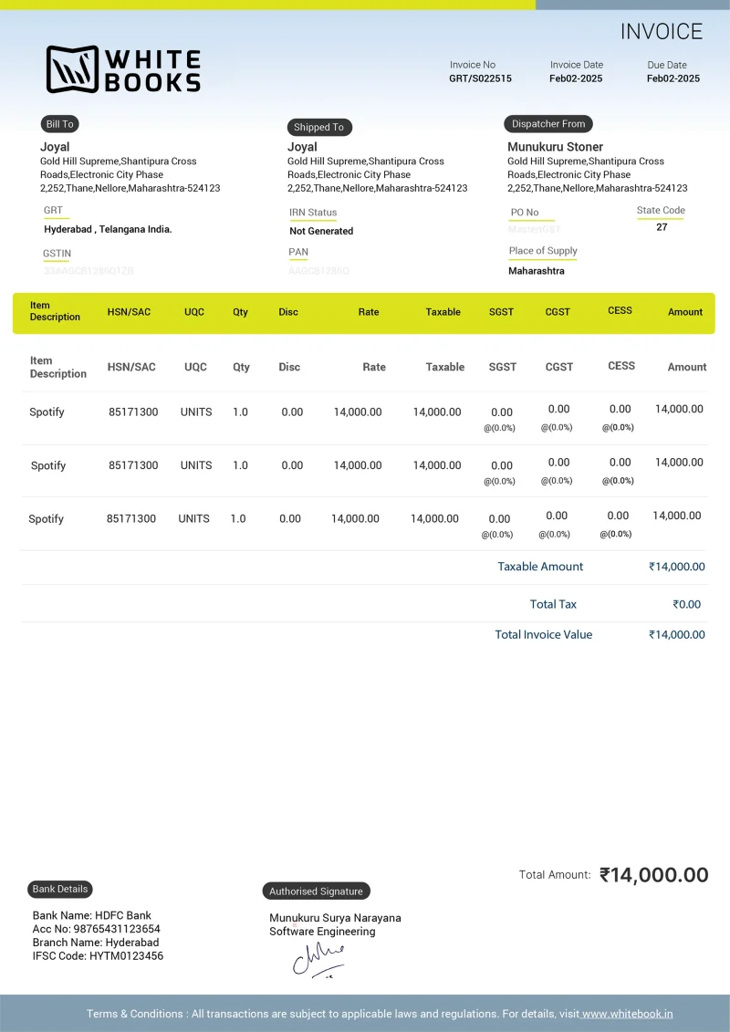 Bold invoice template preview
