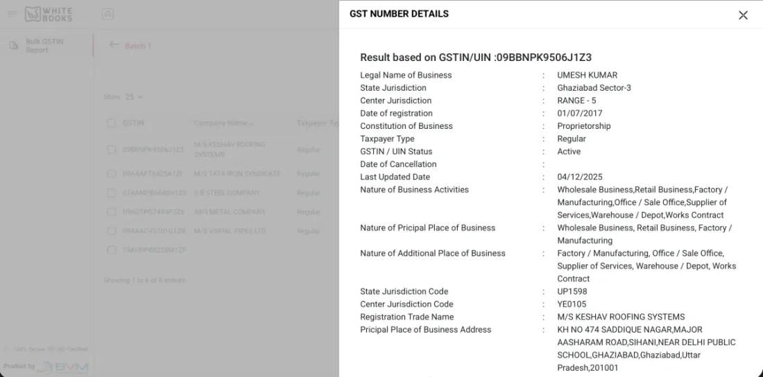View and download complete GST number details