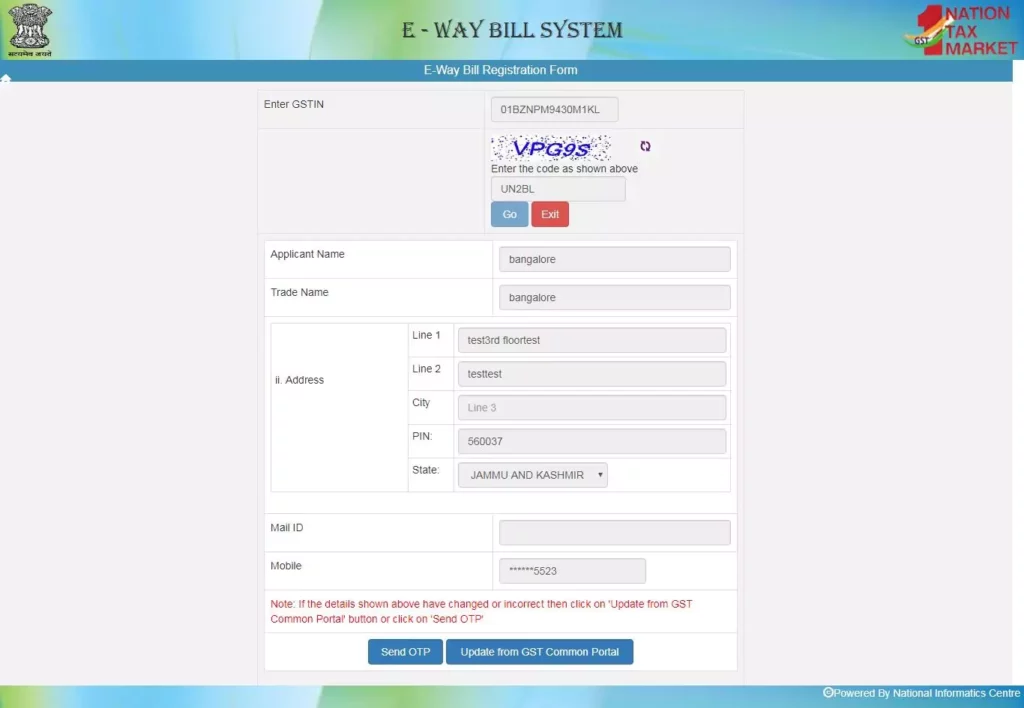 e way bill registration form 2