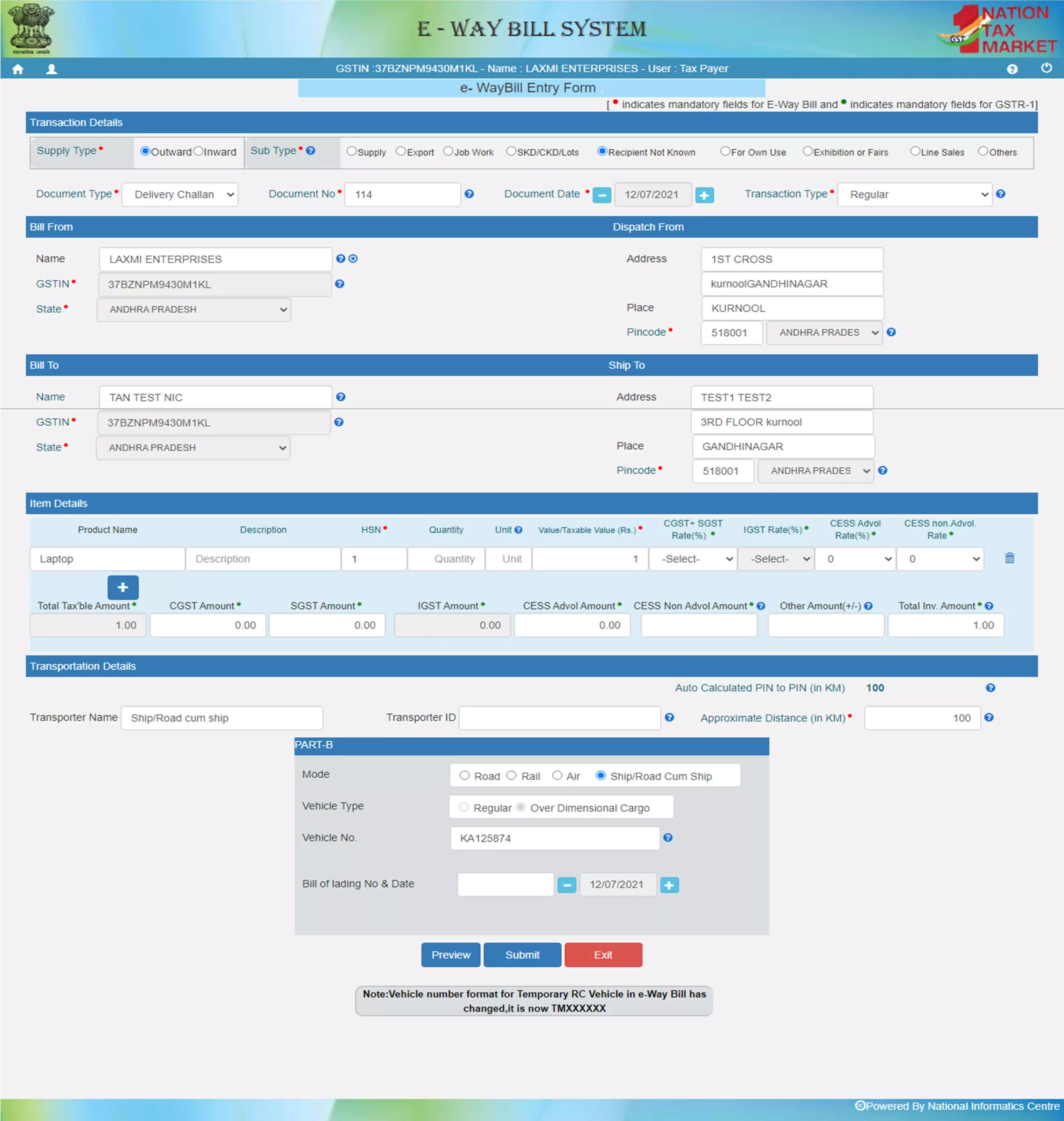 e way bill system generating new e way bill scaled