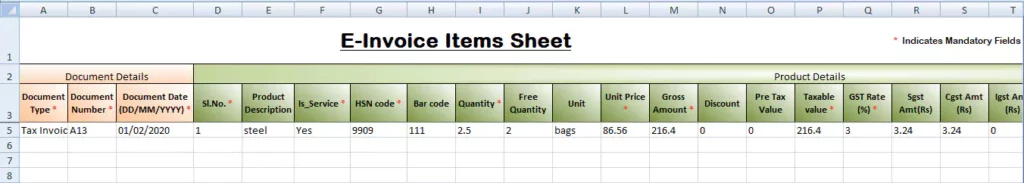 e invoice json preparation format b