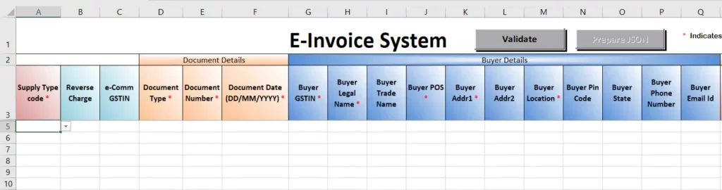 e invoice json preparation format d1