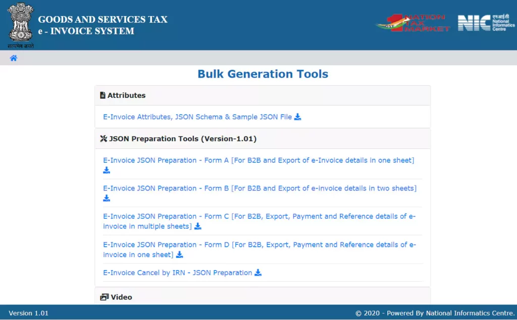 e invoice system bulk generation system attributes
