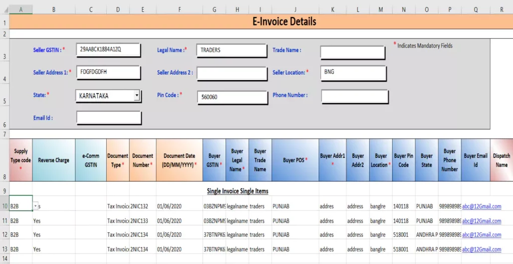 e invoice system bulk generation tool format screen1 1