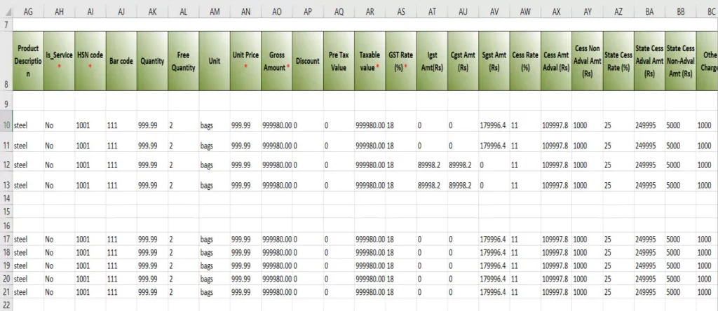 e invoice system bulk generation tool format screen2