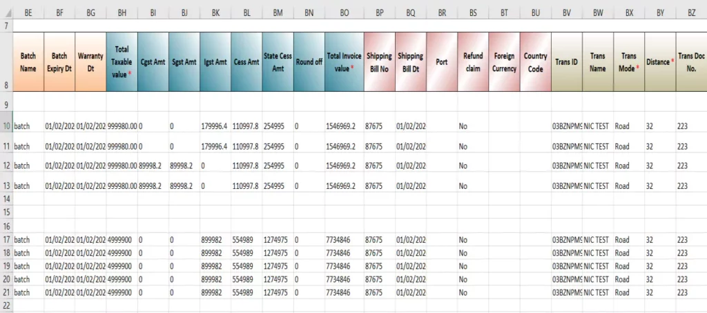 e invoice system bulk generation tool format screen3