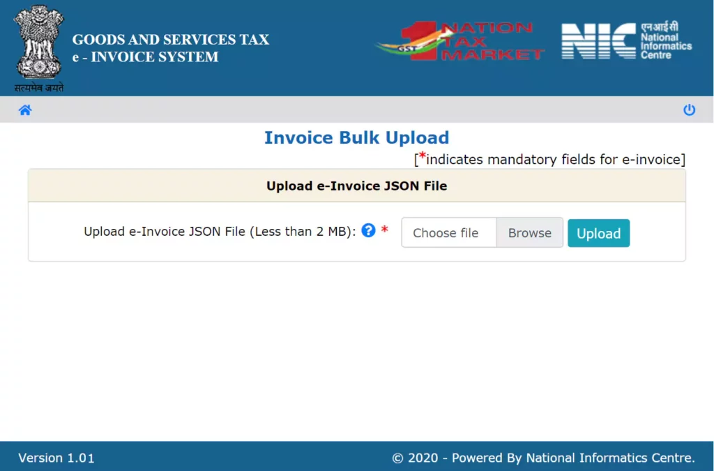 e invoice system generating uploading bulk update irn form1