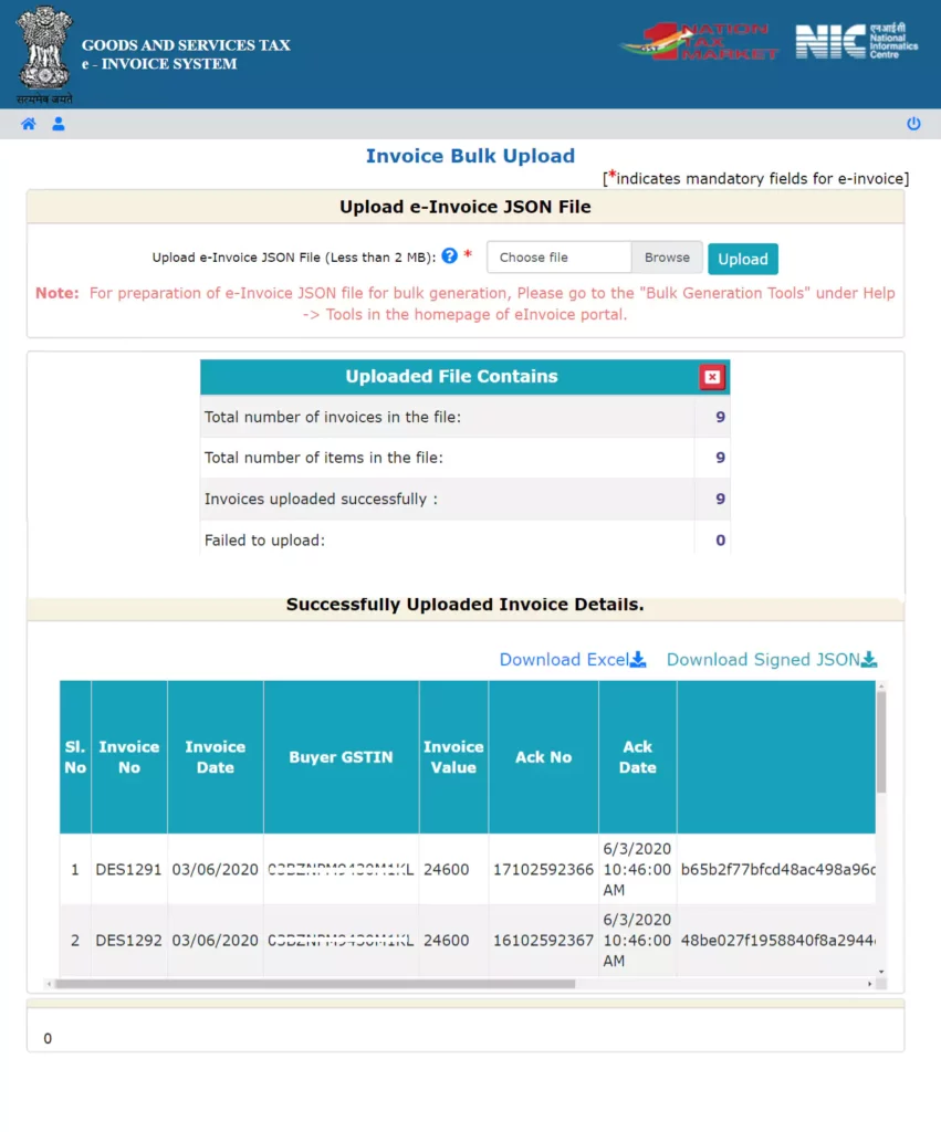 e invoice system generating uploading bulk update irn form2