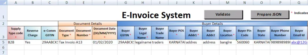 e invoice system json preparation format b