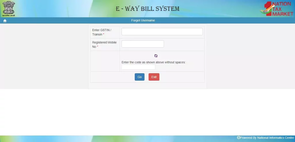 e way bill portal forget username