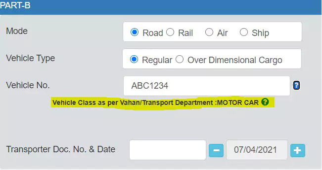 e way bill system vehicle number confirmation message
